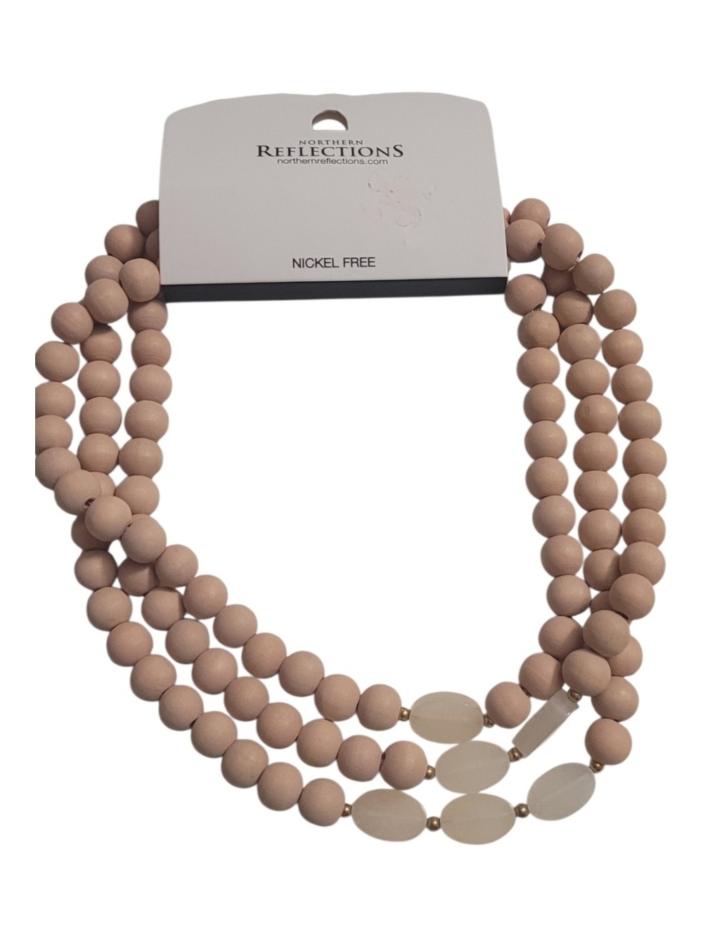 Northern Reflections Beige and Cream Multi-Strand Beaded Necklace